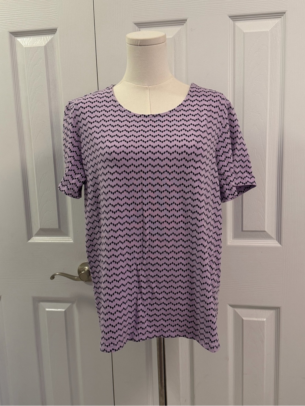 Christopher & Banks Lavender Geometric Print Stretch Knit Top XL